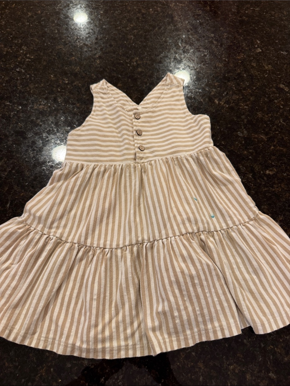 Rylee + Cru Beige and White Striped Tiered Dress